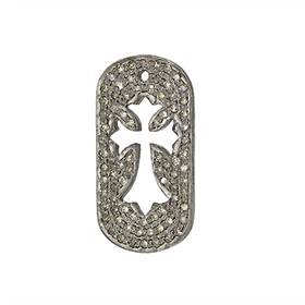 rhodium sterling silver 50pts 22x12mm diamond cross charm