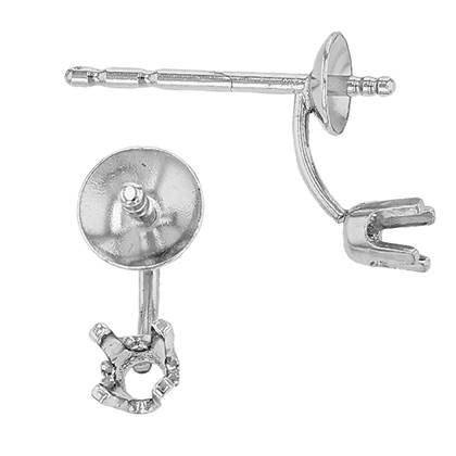 14K Pearl Stud Earring With Prong Setting