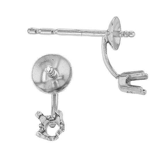 14kw 6.5mm cup pearl stud earring with prong setting