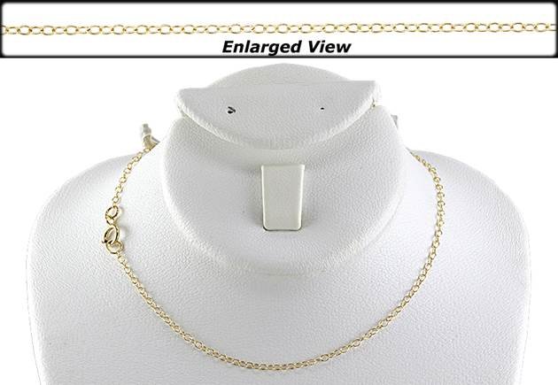 14ky 18 inches 1.5mm chain width ready to wear round cable chain with springring clasp
