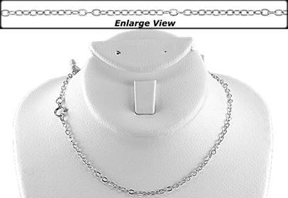 Rhodium Silver Ready to Wear 1.9mm Flat Round Cable Chain