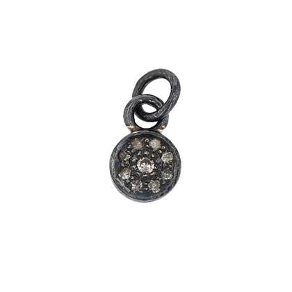 rhodium sterling silver 6mm diamond disc charm