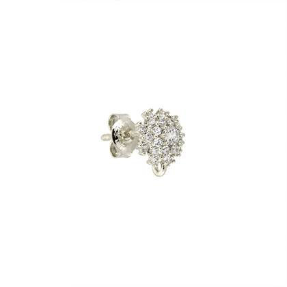 rhodium sterling silver 7.5mm rhodium plated daisy pave earring