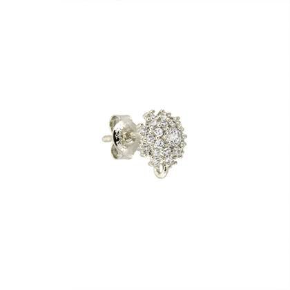 7.5mm rhodium plated daisy pave earring