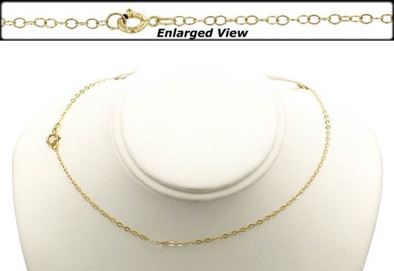 14ky 16 inches 1.3mm chain width ready to wear flat cable chain necklace with springring clasp