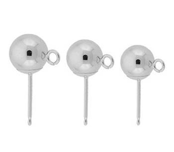 14KW 6mm/R Heavy Weight Ball Earring Stud With Jump Ring