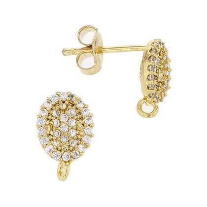 vermeil 8x6.5mm cubic zirconia oval stud earring