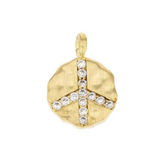 gold plated vermeil 9mm cubic zirconia peace charm