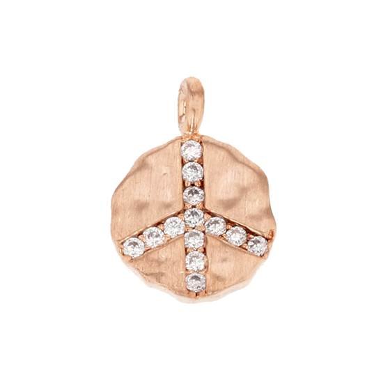 rose gold plated vermeil 9mm cubic zirconia peace charm