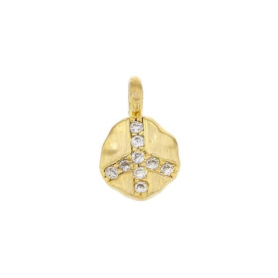 gold plated vermeil 6.3mm cubic zirconia peace charm