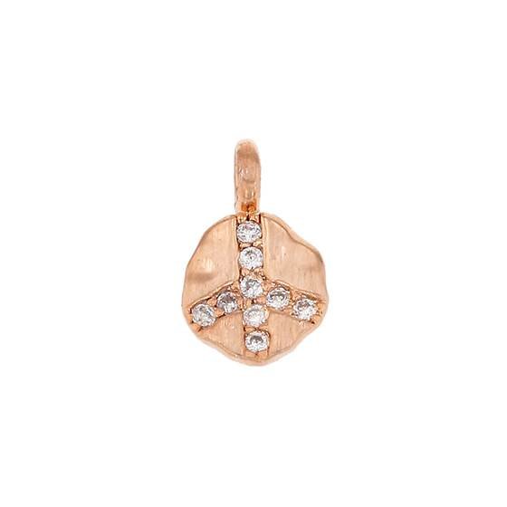 rose gold plated vermeil 6.3mm cubic zirconia peace charm