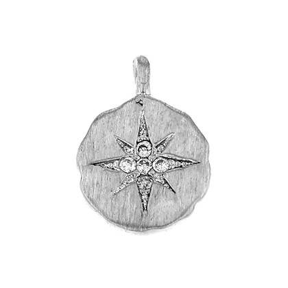 7.8mm rhodium plated cubic zirconia starburst charm