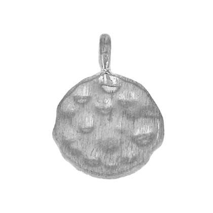 rhodium plated sterling silver 8.5mm rhodium plated hammered disc charm