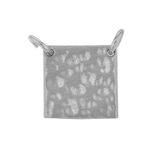 10mm rhodium plated hammered square charm