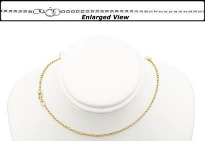 14K Ready to Wear 1.4mm Belcher Rolo Chain Necklace With Springring Clasp