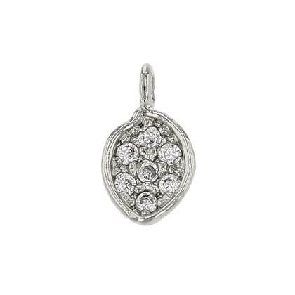 6x4mm rhodium plated cubic zirconia charm