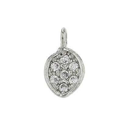 6x4mm rhodium plated cubic zirconia charm