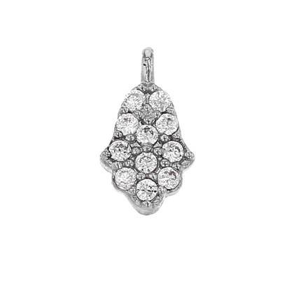 6x4mm rhodium plated cubic zirconia charm