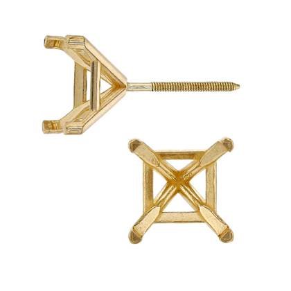 Metal Mold 4 Prong Double Wire Tapered Square Earring With 0.76mm Screw Post