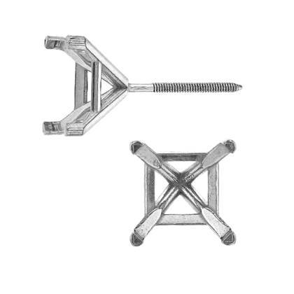 14kw 5.5mm 80pts metal mold 4 prong double wire tapered square earring with 0.76mm screw post