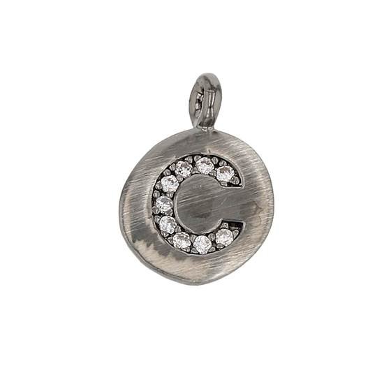 8mm disc cubic zirconia initial c charm