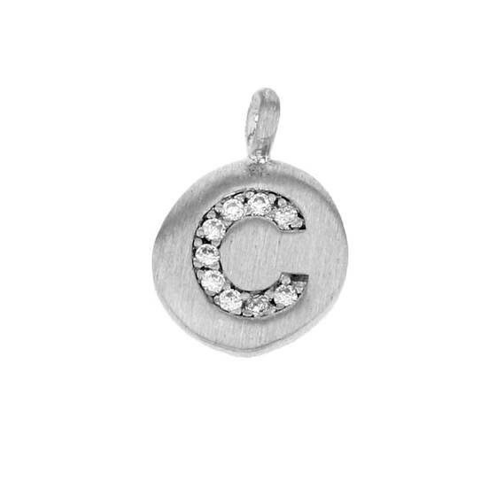 8mm disc cubic zirconia initial c charm