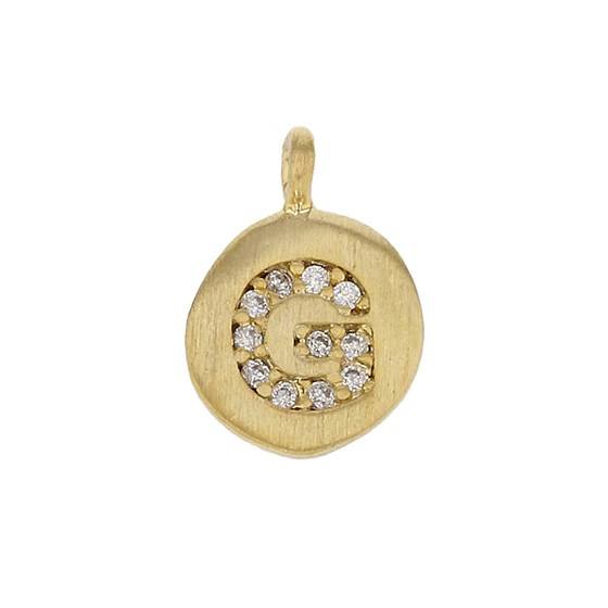 8mm disc cubic zirconia initial g charm