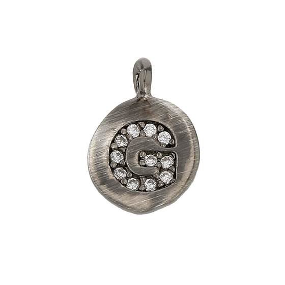 8mm disc cubic zirconia initial g charm