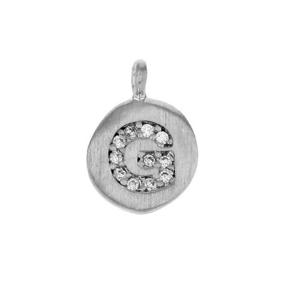 8mm disc cubic zirconia initial g charm