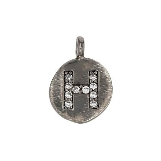 8mm disc cubic zirconia initial h charm