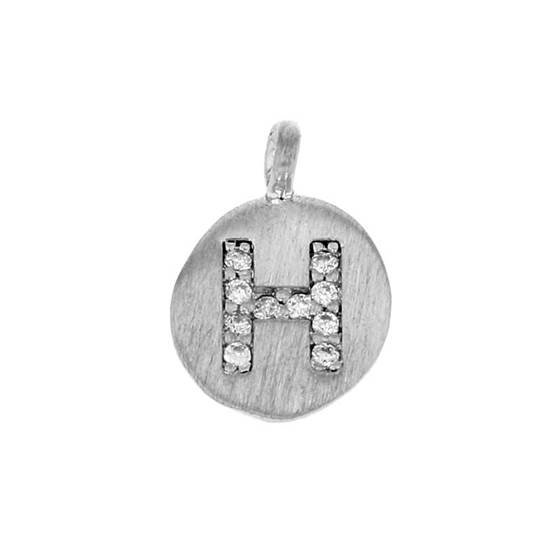 8mm disc cubic zirconia initial h charm