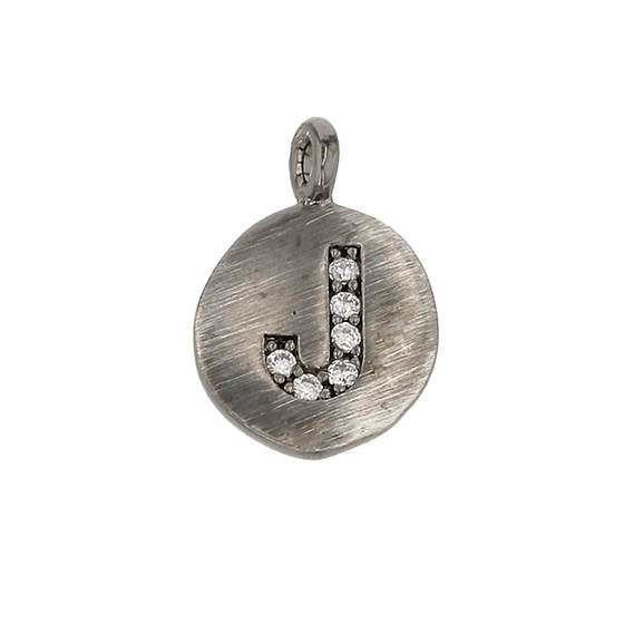 8mm disc cubic zirconia initial j charm