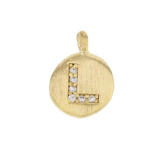 8mm disc cubic zirconia initial l charm