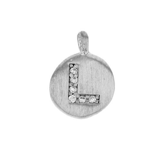 8mm disc cubic zirconia initial l charm