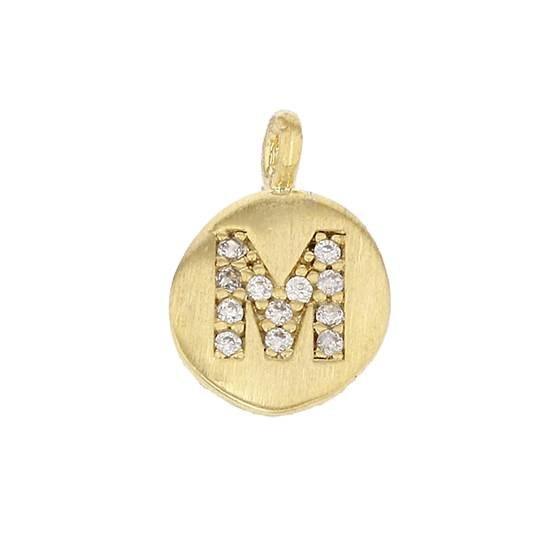 8mm disc cubic zirconia initial m charm