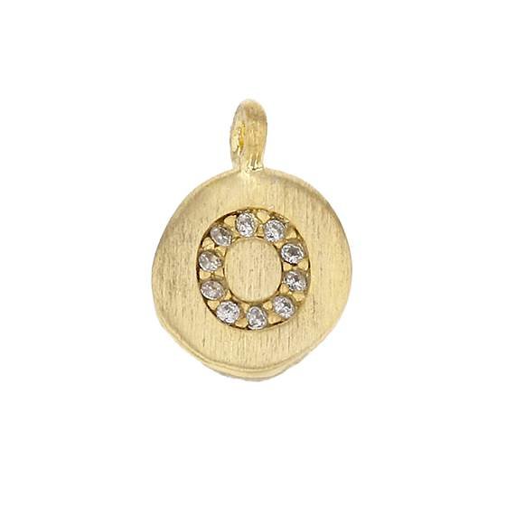 8mm disc cubic zirconia initial o charm