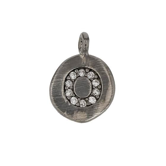 8mm disc cubic zirconia initial o charm