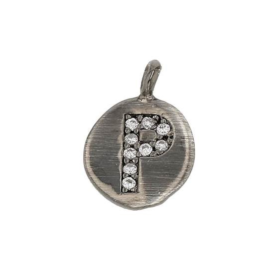 8mm disc cubic zirconia initial p charm