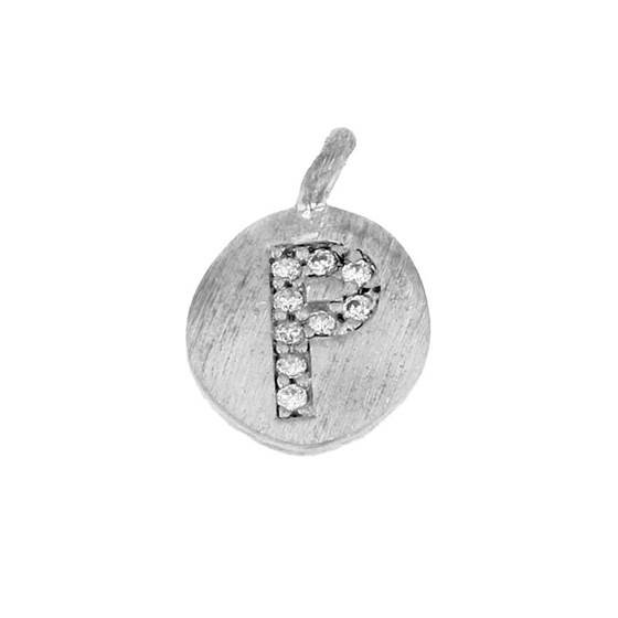 8mm disc cubic zirconia initial p charm