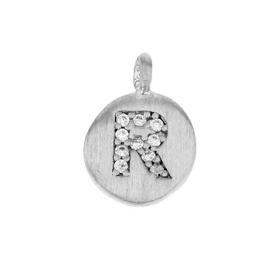 8mm disc cubic zirconia initial r charm