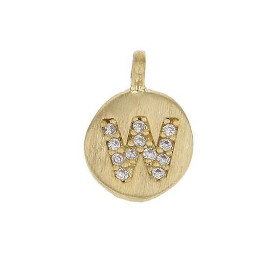 8mm disc cubic zirconia initial w charm