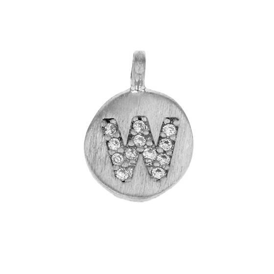 8mm disc cubic zirconia initial w charm