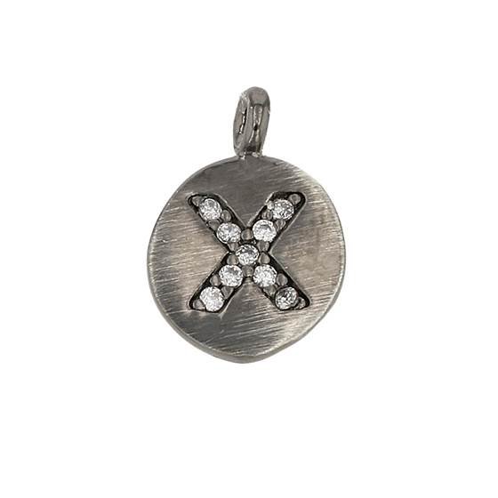 8mm disc cubic zirconia initial x charm