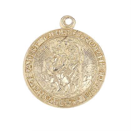 14ky 17.5mm round st christopher charm