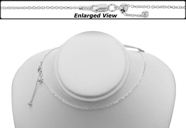 ss 1.5mmx22 inches ready to wear adjustable diamond cut cable chain