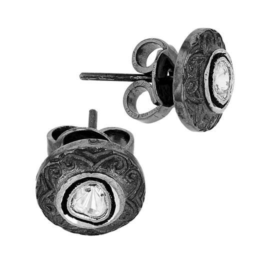 rhodium sterling silver 11mm earring