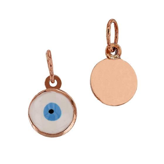 14kr 6mm round evil eye charm