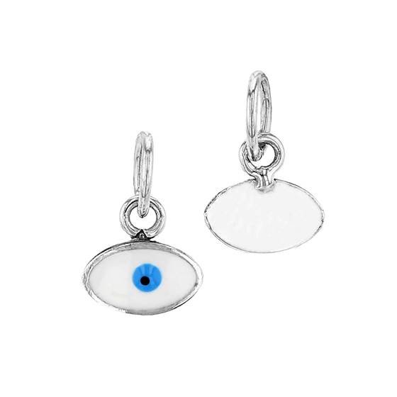 14kw 4x6mm evil eye charm; mq blue;/white