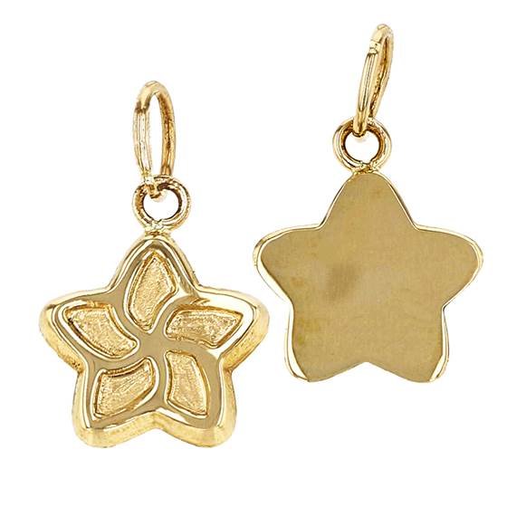 14ky 8mm star charm with swirl pattern