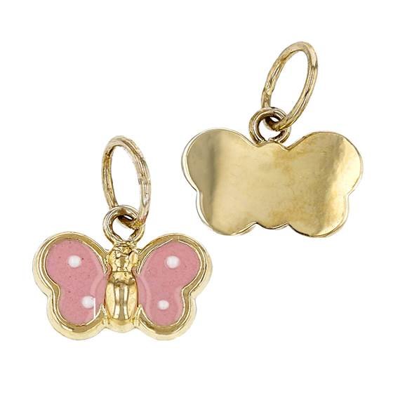 14ky 10x6mm butterfly charm; pink